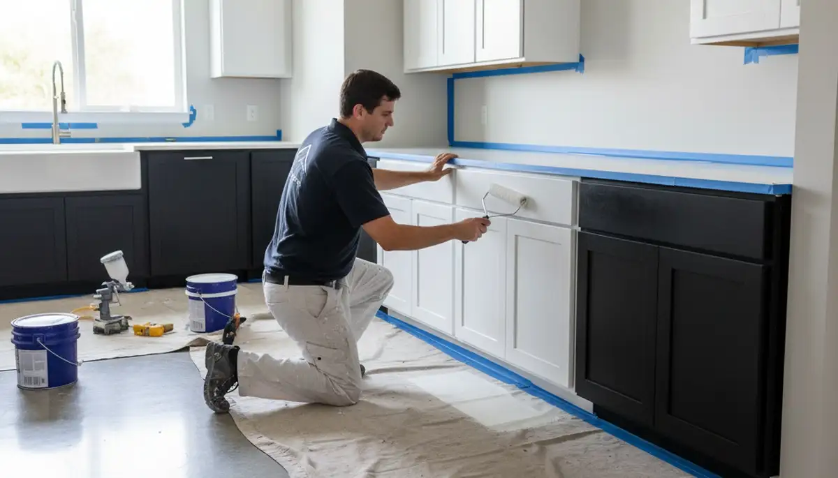 Professional cabinet painting in Bakersfield, CA showcasing expert kitchen refinishing results