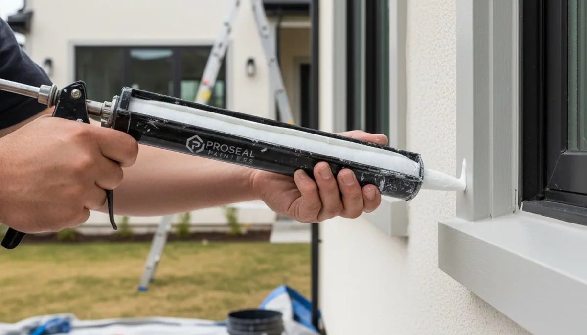 Professional caulking and sealing on a Bakersfield CA home exterior for weather protection