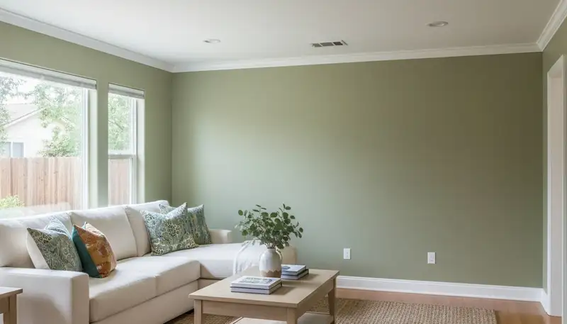 Freshly painted Bakersfield, CA living room showcasing smooth interior finishes by expert house painters