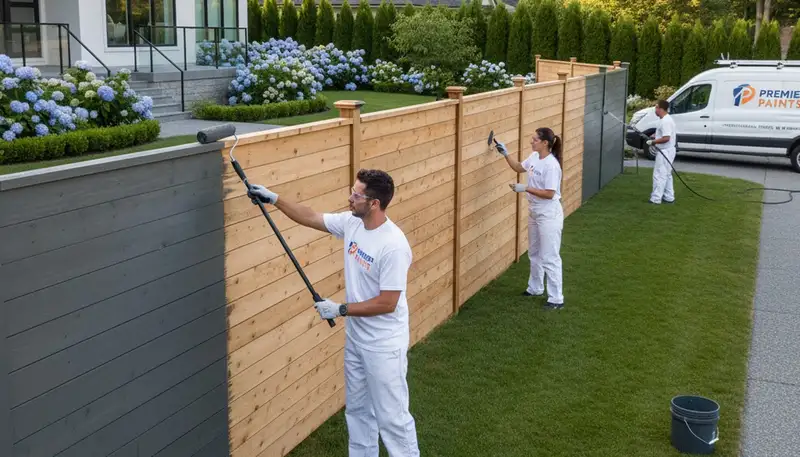 Professional fence painting in Bakersfield, CA by expert house painters using durable weatherproof coatings
