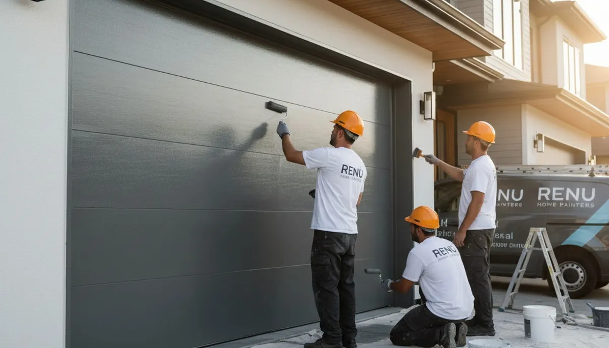 Professional garage door painting in Bakersfield, CA with durable, sun-resistant finish