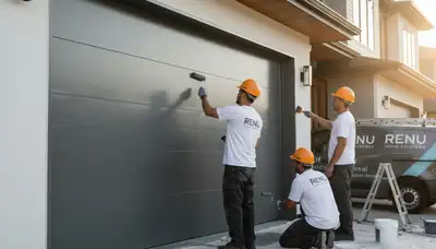Professional garage door painting in Bakersfield, CA with durable, sun-resistant finish