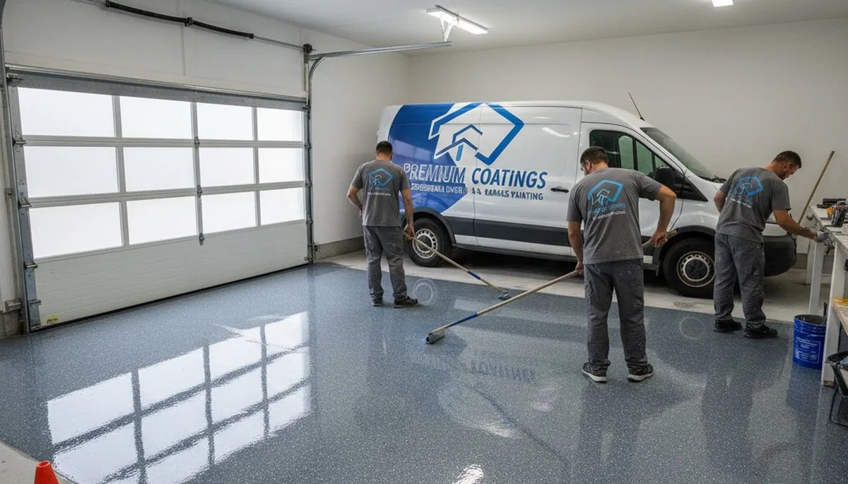 Professional epoxy garage floor coating in Bakersfield CA by local concrete painting experts