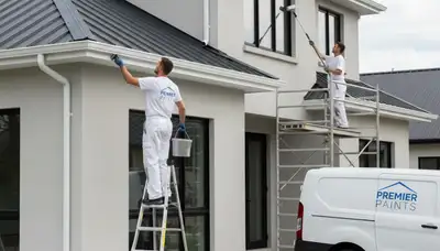 Professional gutter painting on a Bakersfield, CA home by expert local house painters