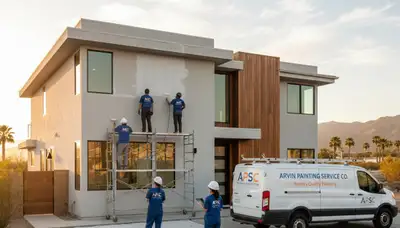 Professional house painters working on exterior home repaint in Bakersfield, CA