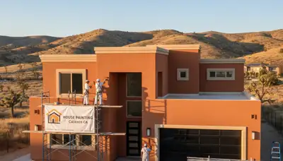 Professional house painters working on exterior home repaint in Bakersfield, CA