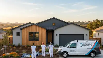 Professional house painters working on exterior home in Bakersfield, CA