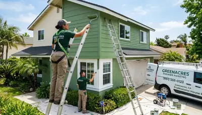 Professional house painter working on residential exterior in Bakersfield, CA