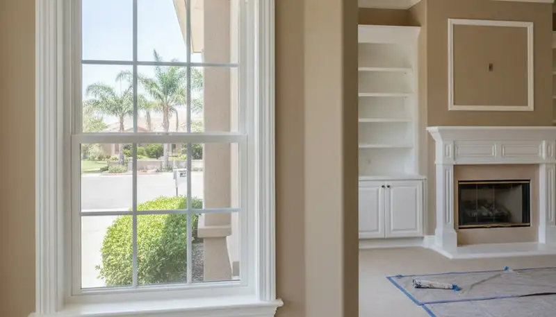 Professional interior trim painting with clean edges highlighting Bakersfield, CA home details