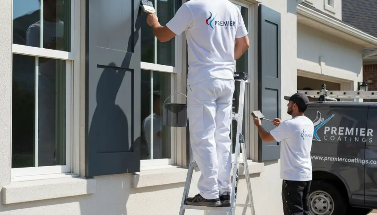 Professional shutter painting and refinishing on a Bakersfield, CA home exterior for lasting curb appeal