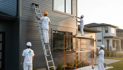 Professional siding painting on a Bakersfield CA home by expert exterior house painters