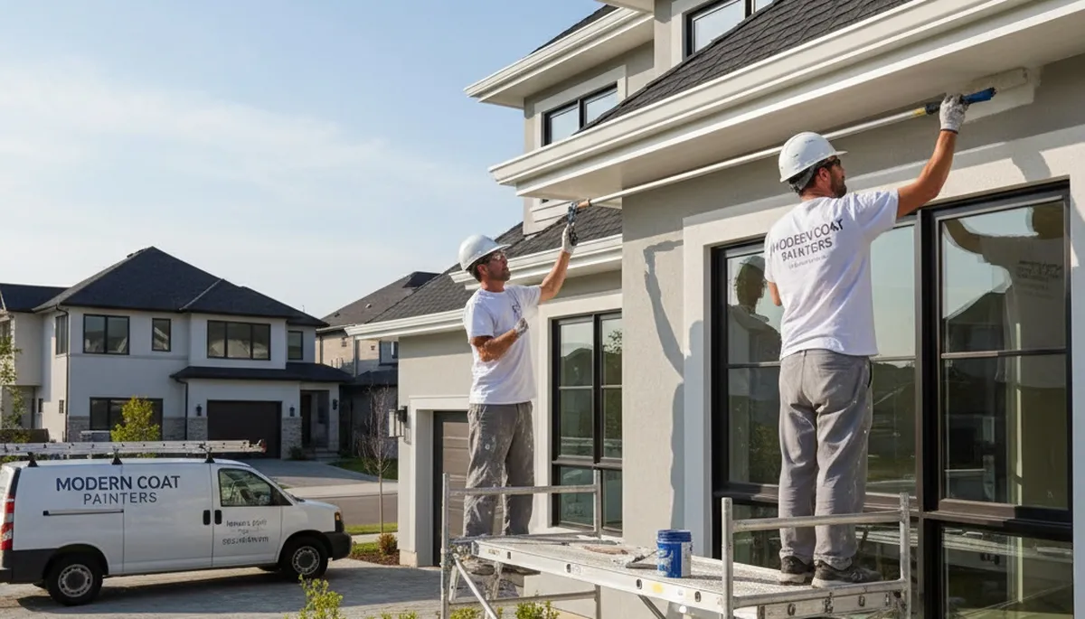 Professional trim and fascia painting on a Bakersfield CA home by expert local house painters