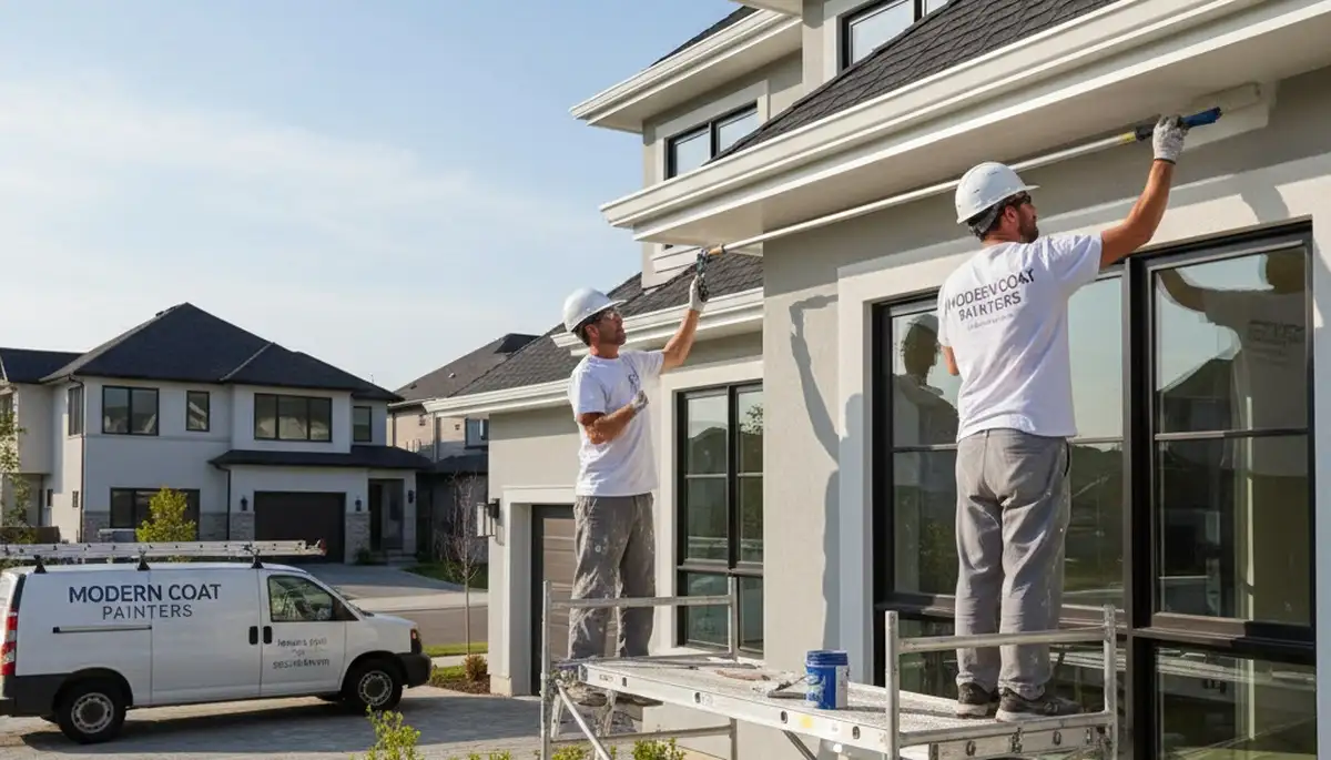 Professional trim and fascia painting on a Bakersfield CA home by expert local house painters