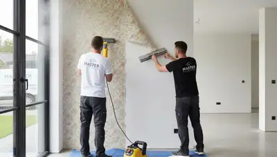 Professional wallpaper removal and surface prep by house painters in Bakersfield, CA