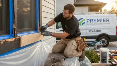 Professional wood rot repair on Bakersfield, CA home exterior by expert house painters