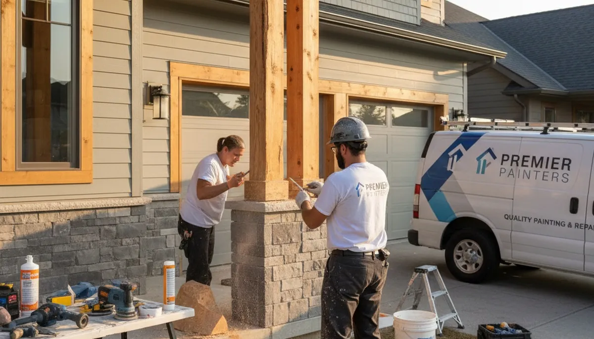 Professional wood rot repair on home exterior by expert painters in Bakersfield, CA